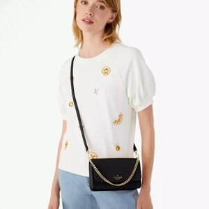 Kate Spade Madison Black Saffiano Leather Small Flap Crossbody Bag KC586